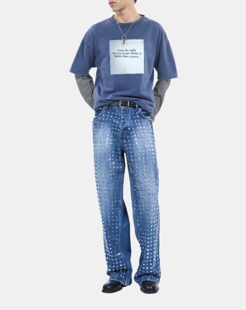 T-shirt à sérigraphie bleu