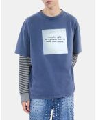 T-shirt à sérigraphie bleu