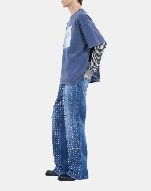 T-shirt à sérigraphie bleu