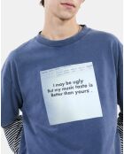 T-shirt à sérigraphie bleu