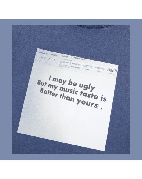 T-shirt à sérigraphie bleu