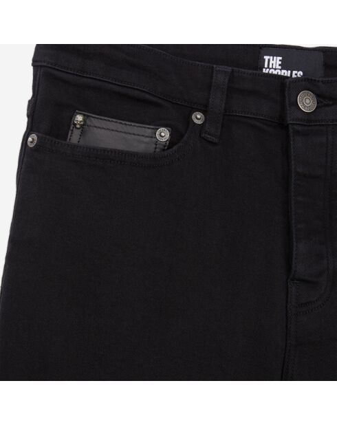 Jean  slim avec poche en cuir noir