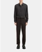 Pantalon de costume pied de poule en laine marron, noir