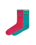 2 paires de chaussettes en coton rose/vert