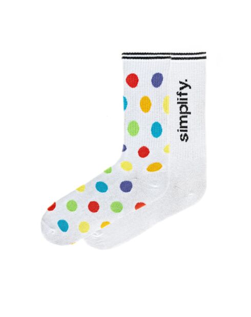 2 paires de chaussettes en coton blanc/multicolore