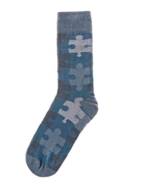 Chaussettes en coton bleu/gris