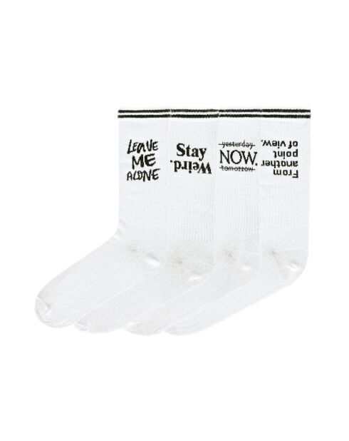 4 paires de chaussettes en coton blanches