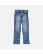 Jean clouté large bleu décoloré