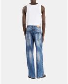 Jean clouté large bleu décoloré