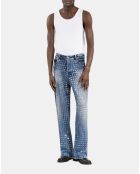 Jean clouté large bleu décoloré