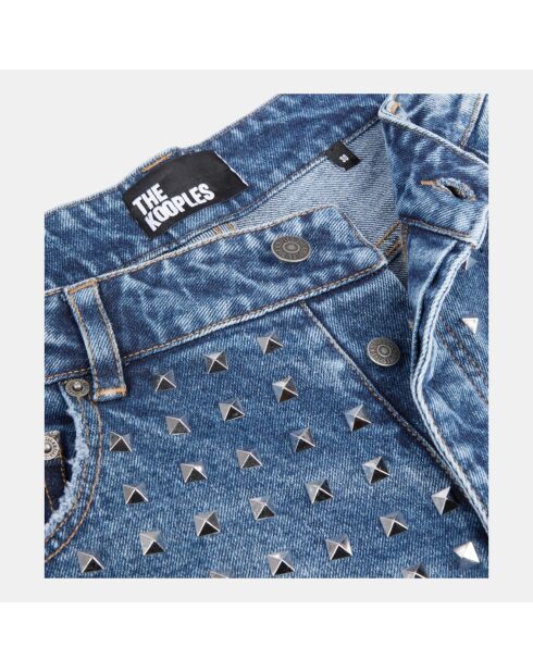 Jean clouté large bleu décoloré