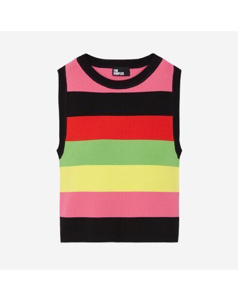 Pull court à rayures multicolore