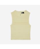 Top court en maille ajourée jaune