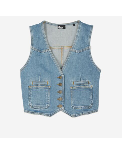 Top en denim bleu