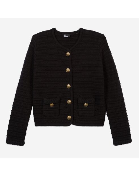 Cardigan en maille torsadée noir