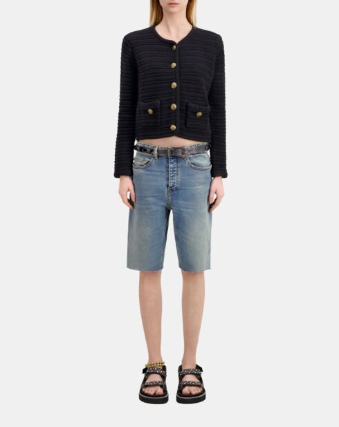 Cardigan en maille torsadée noir