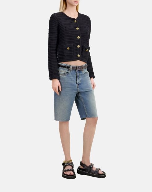 Cardigan en maille torsadée noir