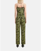 Caraco fleuri avec dentelle noir/kaki