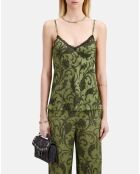 Caraco fleuri avec dentelle noir/kaki