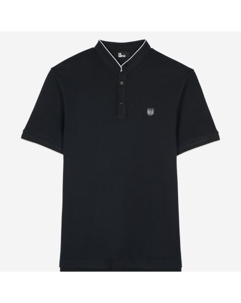 Polo en coton piqué bleu marine