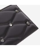 Porte-cartes en cuir matelassé noir