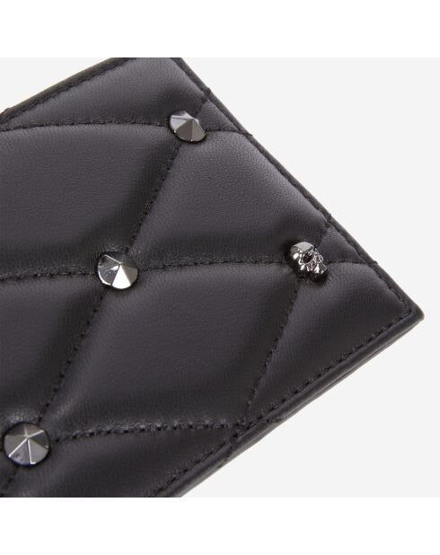 Porte-cartes en cuir matelassé noir