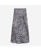 Jupe longue en soie imprimée léopard noire et blanche