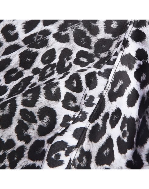 Jupe longue en soie imprimée léopard noire et blanche