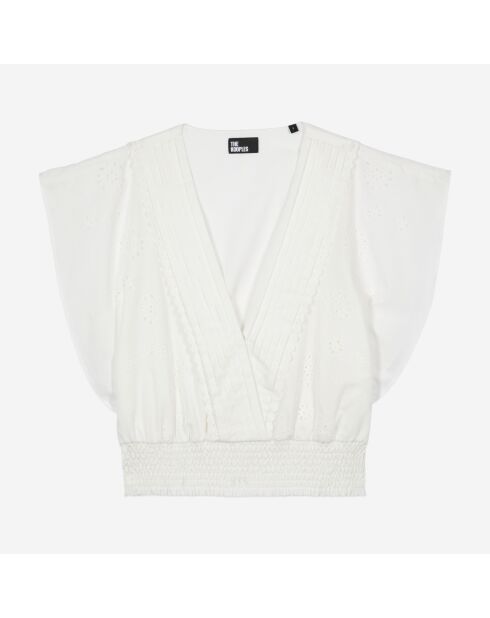 Top court en broderie anglaise blanche