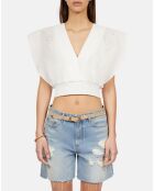 Top court en broderie anglaise blanche