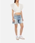 Top court en broderie anglaise blanche