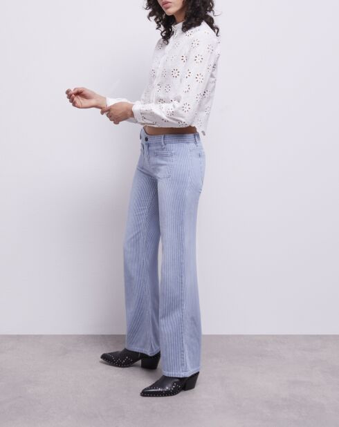 Jean à rayures bleues et blanches