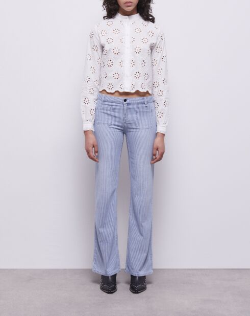 Jean à rayures bleues et blanches