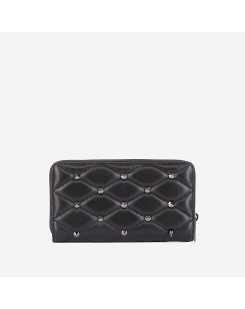 Portefeuille en cuir matelassé noir