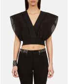 Top court en broderie anglaise noir