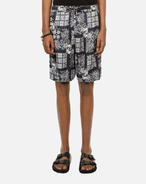 Short imprimé bleu marine