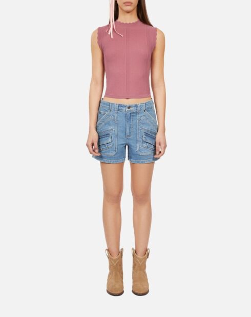 Top en maille ajourée lilas