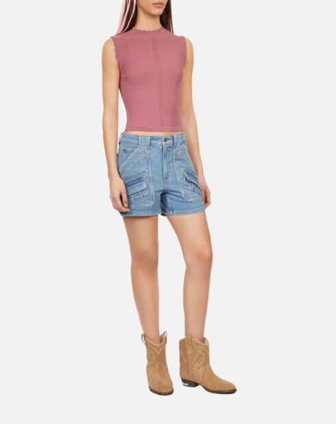 Top en maille ajourée lilas