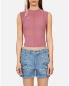 Top en maille ajourée lilas