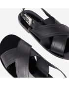 Sandales en cuir noir