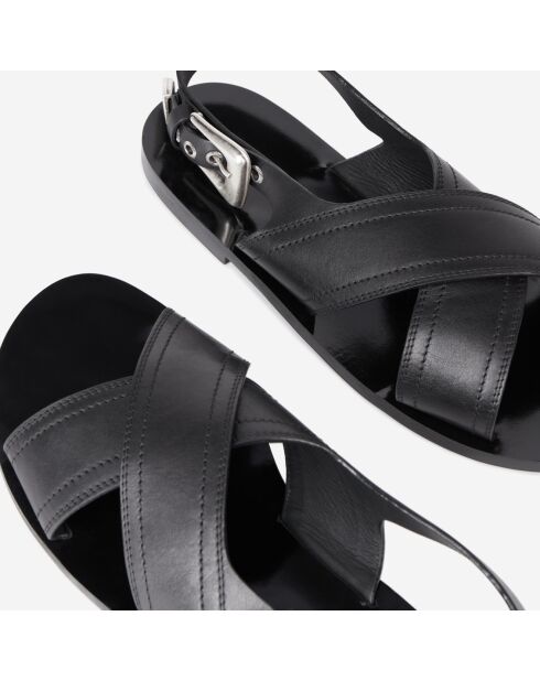 Sandales en cuir noir