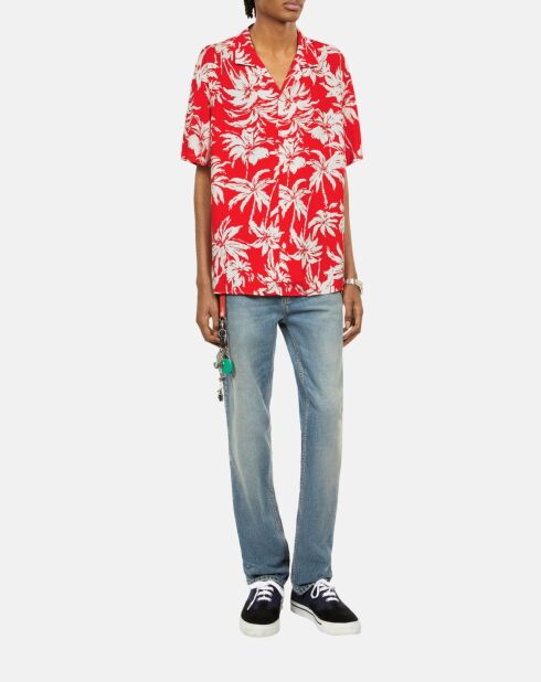 Chemise manches courtes avec palmiers rouge