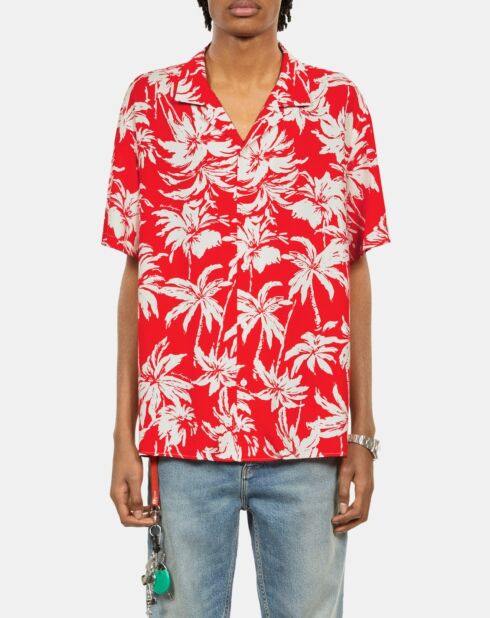 Chemise manches courtes avec palmiers rouge