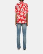 Chemise manches courtes avec palmiers rouge