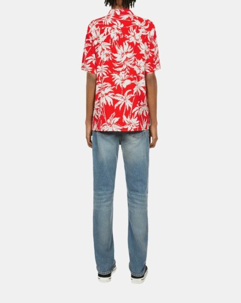 Chemise manches courtes avec palmiers rouge