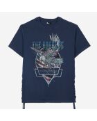 T-shirt avec laçage et sérigraphie bleu