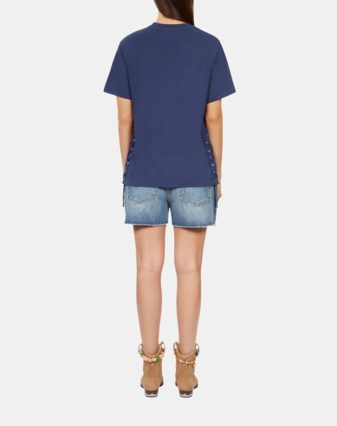 T-shirt avec laçage et sérigraphie bleu