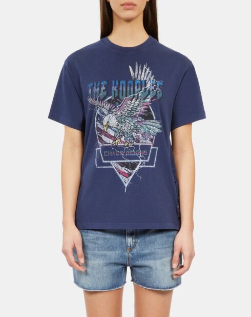 T-shirt avec laçage et sérigraphie bleu