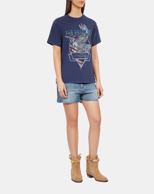 T-shirt avec laçage et sérigraphie bleu