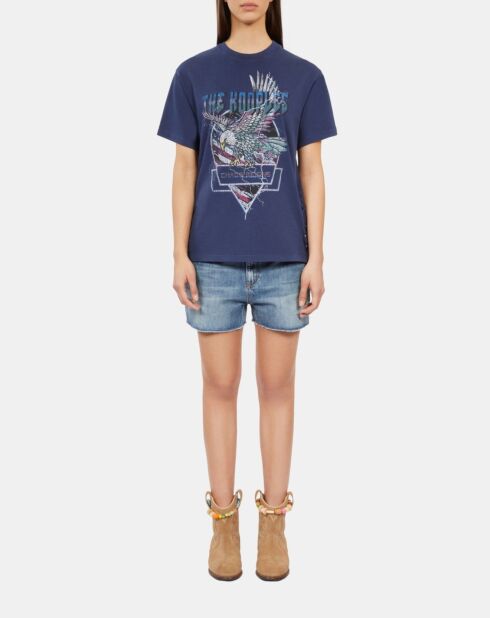 T-shirt avec laçage et sérigraphie bleu